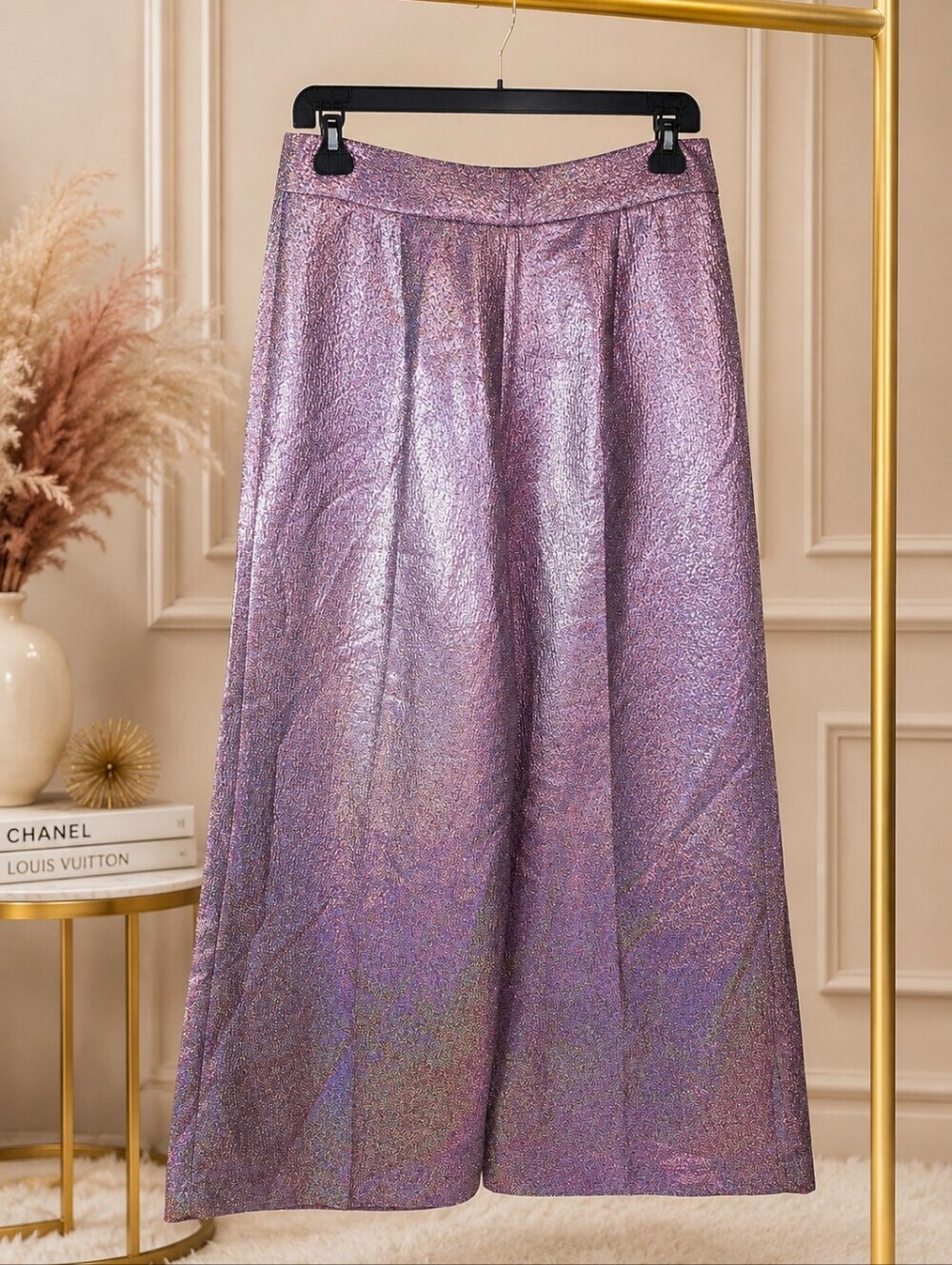 NWT Antonio Melani x The Nat Note Sita Holographic Metallic Pants 14 - Picture 4 of 4